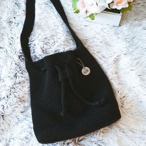The Sak Crochet Bucket Bag Black